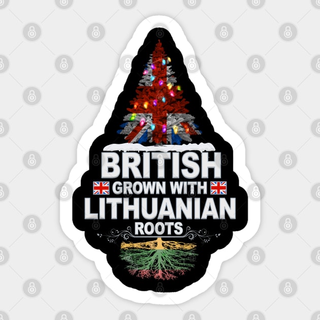 British Grown With Lithuanian Roots - Gift for Lithuanian With Roots From Lithuania Sticker by Country Flags